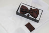 Mens Brown Paisley Matching Bow Tie, Pocket Square & Cuff Links Set