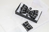 Mens Black Rectilinear Matching Bow Tie, Pocket Square & Cuff Links Set