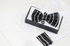 Mens Black Textured Stripe Matching Bow Tie, Pocket Square & Cuff Links Set