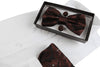 Mens Dark Brown Paisley Tinsel Matching Bow Tie, Pocket Square & Cuff Links Set