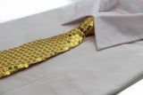 Teen Boys Kids Yellow Gold Sequin Elastic Neck Tie