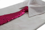 Teen Boys Kids Hot Pink Sequin Elastic Neck Tie