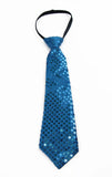 Teen Boys Kids Aqua Blue Sequin Elastic Neck Tie