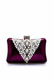 Womens Bridal Purple Clutch Hand Bag Pearl Diamante Wedding
