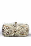 Womens Gold Clutch Hand Bag Pearls Diamante Wedding Bridal