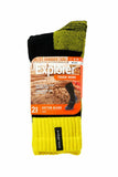 2 Pairs X Explorer Tough Work Socks Blue Fluro Yellow Cotton Comfortable Crew