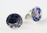 Mens Silver And Blue World Map Cufflinks