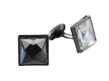 Mens Silver Square Diamond Cufflinks