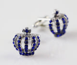 Mens Blue With Silver Crown Cufflinks