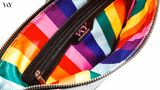 Womens Vky Lourve Clutch Leather Bag Handbag Black/Matt Silver Rainbow