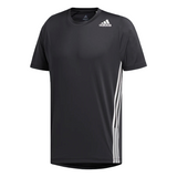 Adidas Mens Black/White Freelift 3-Stripes Athletic Tee T-Shirt