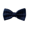 Mens Navy Gridded Squares Matching Bow Tie, Pocket Square & Cuff Links Set