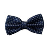 Mens Navy Checkered Matching Bow Tie, Pocket Square & Cuff Links Set