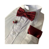 Mens Maroon Checkered Matching Bow Tie, Pocket Square & Cuff Links Set