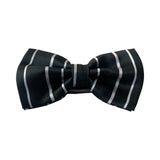 Mens Black Textured Stripe Matching Bow Tie, Pocket Square & Cuff Links Set