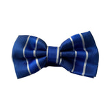 Mens Blue Textured Stripe Matching Bow Tie, Pocket Square & Cuff Links Set