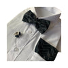 Mens Black Zig Zag Matching Bow Tie, Pocket Square & Cuff Links Set