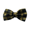 Mens Gold Rectilinear Matching Bow Tie, Pocket Square & Cuff Links Set