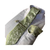 Mens Olive & Silver Boho Paisley Matching Neck Tie, Pocket Square, Cuff Links And Tie Clip Set