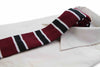 Knitted Maroon, Black & White Striped Patterned Neck Tie