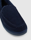 Mens Hush Puppies Leander Slippers Warm Winter Slip On Navy Suede Shoes