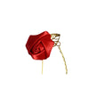 Womens Red Rose With Gold Leaf Flower Suit Blazer Jacket Lapel Pin