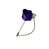 Womens Purple Rose With Gold Leaf Flower Suit Blazer Jacket Lapel Pin
