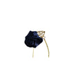 Womens Navy Rose With Gold Leaf Flower Suit Blazer Jacket Lapel Pin