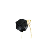 Womens Black Rose With Gold Leaf Flower Suit Blazer Jacket Lapel Pin