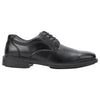 Mens Hush Puppies Heathcote Extra Wide Leather Work Black Lace Up Shoes