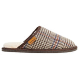 Mens Hush Puppies Sled Slippers Slip On Shoes Natural Plaid Leather Wool