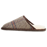 Mens Hush Puppies Sled Slippers Slip On Shoes Natural Plaid Leather Wool