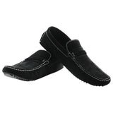 Mens Zasel Cruze Black Suede Leather Casual Boat Deck Loafers Shoes