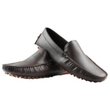 Mens Zasel Summer Leather Shoes Dark Brown Casual Slip On Boat Deck Loafers