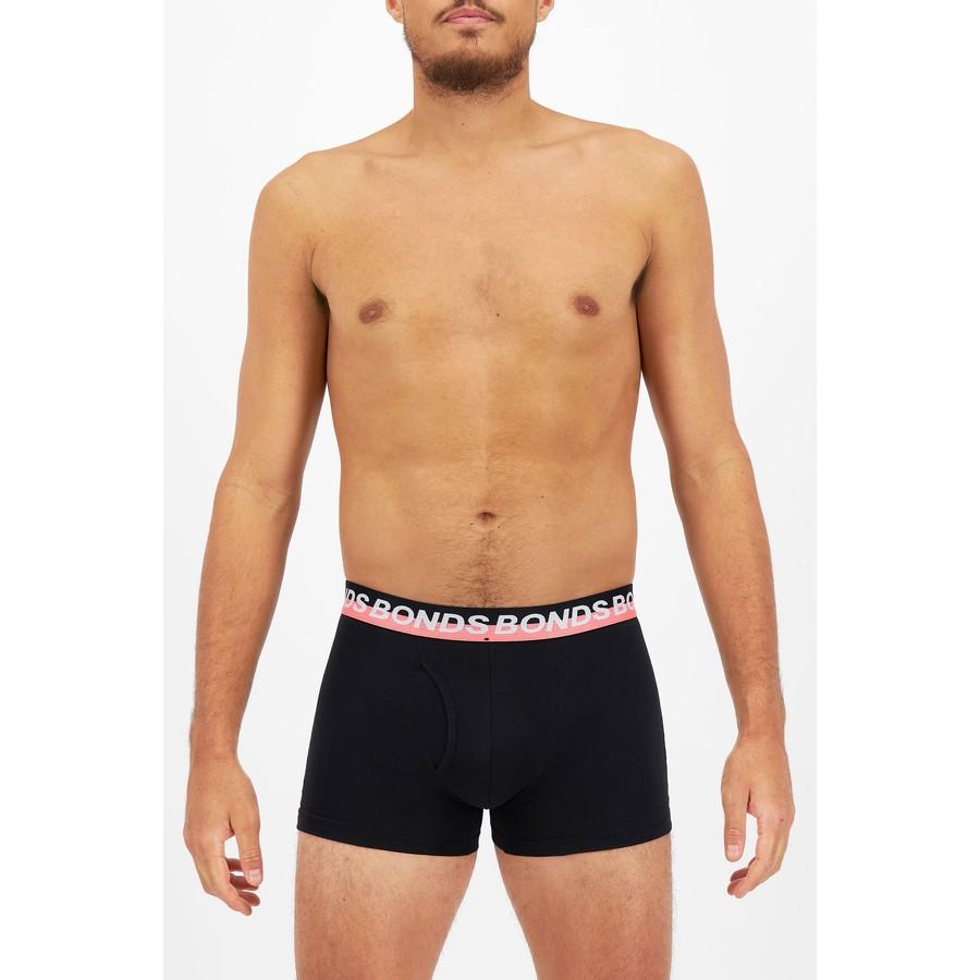 4 X Mens Bonds Stretchables Everyday Trunks Underwear Black With Pink Band  – Tie Store Australia