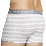 6 x Bonds Mens Guyfront Trunks Underwear Black/Grey/Grey Stripe