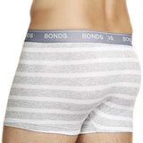 6 x Bonds Mens Guyfront Trunks Underwear Black/Grey/Grey Stripe