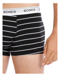 24 X Bonds Mens Guyfront Trunks Underwear Black / Grey Stripe