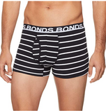 10 x Bonds Mens Everyday Trunks Underwear Black Stripe/Grey/Black