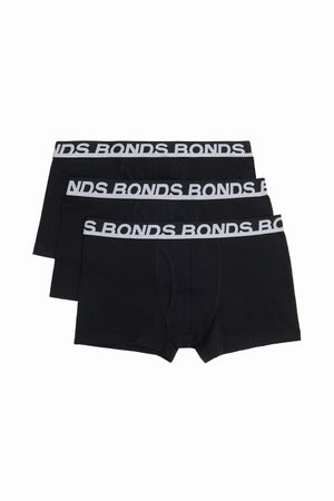 3 X Mens Bonds Guyfront Trunk Underwear Undies Black Pack – Tie