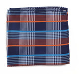 Mens Orange & Blue Checkered Silk Pocket Square