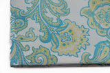 Mens Turquoise And Silver Boho Paisley Silk Pocket Square