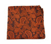 Mens Burnt Orange & Charcoal Paisley Silk Pocket Square