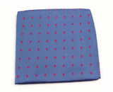 Mens Light Blue & Pink Small Polka Dot Silk Pocket Square