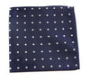 Mens Navy & Silver Small Polka Dot Silk Pocket Square