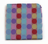 Mens Light Blue & Light Pink Large Polka Dot Silk Pocket Square