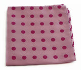Mens Light & Dark Pink Polka Dot Silk Pocket Square