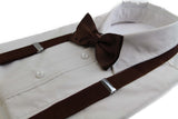 Mens Brown 100cm Suspenders & Matching Bow Tie Set