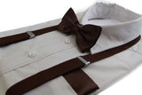 Mens Brown 100cm Suspenders & Matching Bow Tie & Pocket Square Set
