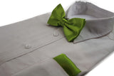 Mens Light Green Plain Bow Tie & Matching Pocket Square Set